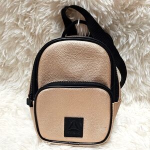 Reebok Classic Mini Backpack Purse Metallic Rose Pebble Logo Bag